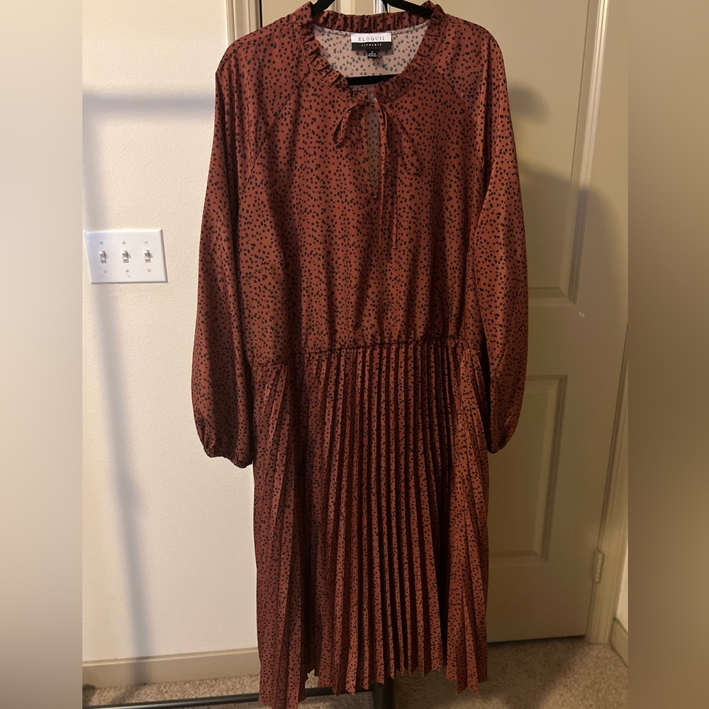 ElOQUII rust orange with dots dress